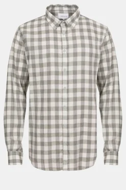 Outlet Slim Fit Mannenhemd Met Ecru En E Ruiten Heren Hemden