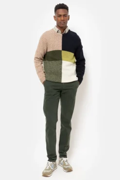 Clearance Sweater Met Beige-Groen-Blauwe Colour Blocks Heren Sweaters & Cardigans