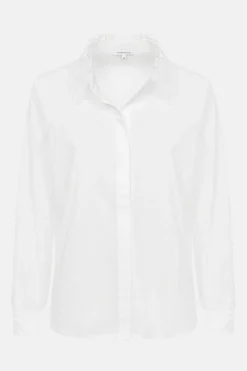 Flash Sale Te Blouse Met Broderiekraag En -Manchetten Dames Blouses