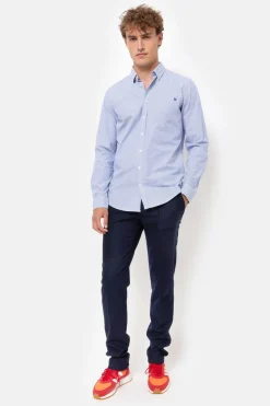 Hot Wit Gestreept Mannenhemd Met Slim Fit Heren Hemden