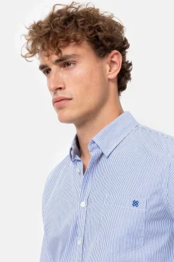 Hot Wit Gestreept Mannenhemd Met Slim Fit Heren Hemden