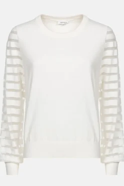 Shop Witte Pull Met Lange Semitransparante Mouwen Dames Truien & Cardigans