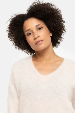 Outlet Witte Pull Met Wijde V-Hals En 3/4 Mouwen Dames Truien & Cardigans